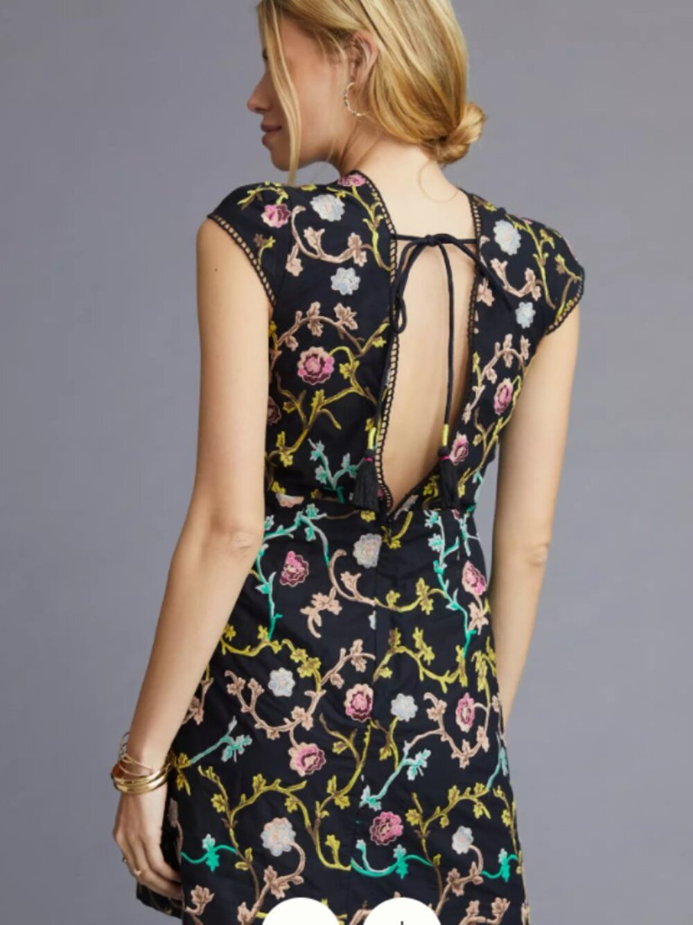 NWOT Anthropologie Mini Black Flower Dress - Picture 7 of 7